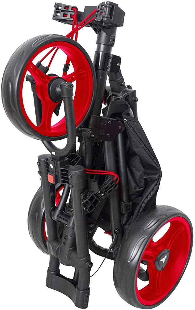 Adjustable 3 Wheel Black & Red Win Max Golf Trolley