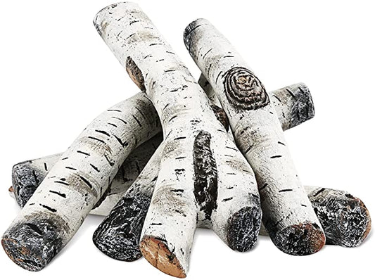 Ceramic White Birch Wood Logs Set